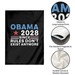 Obama 2028 Since Rules Dont Exist Anymore Garden Flag Political Satire Red White and Blue