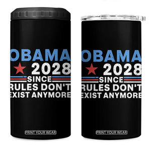 Obama 2028 Since Rules Dont Exist Anymore 4 in 1 Can Cooler Tumbler Political Satire Red White and Blue