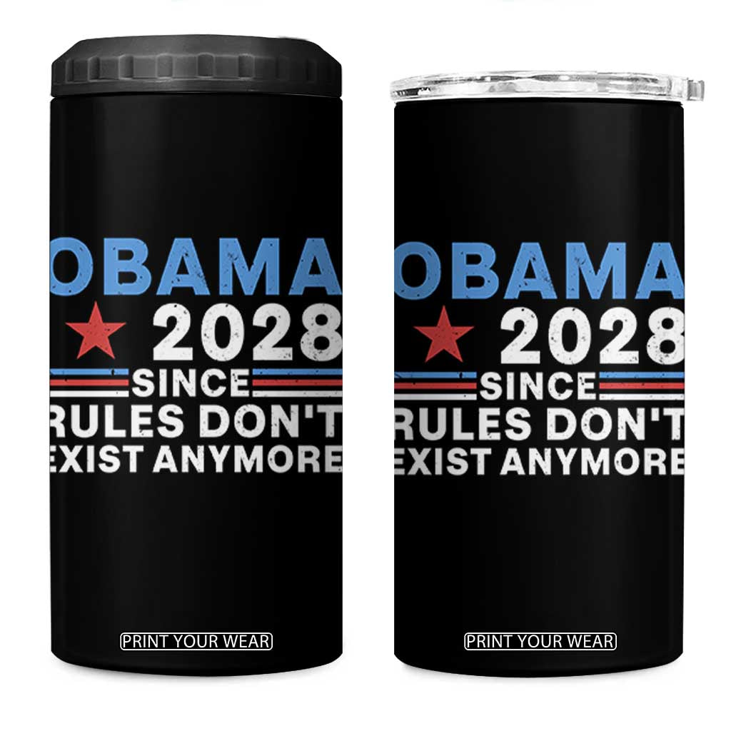 Obama 2028 Since Rules Dont Exist Anymore 4 in 1 Can Cooler Tumbler Political Satire Red White and Blue TS02 One Size: 16 oz Black Print Your Wear
