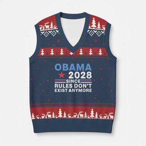 Obama 2028 Since Rules Dont Exist Anymore V-Neck Knit Sweater Vest Political Satire Red White and Blue