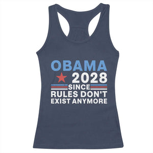 Obama 2028 Since Rules Dont Exist Anymore Racerback Tank Top Political Satire Red White and Blue