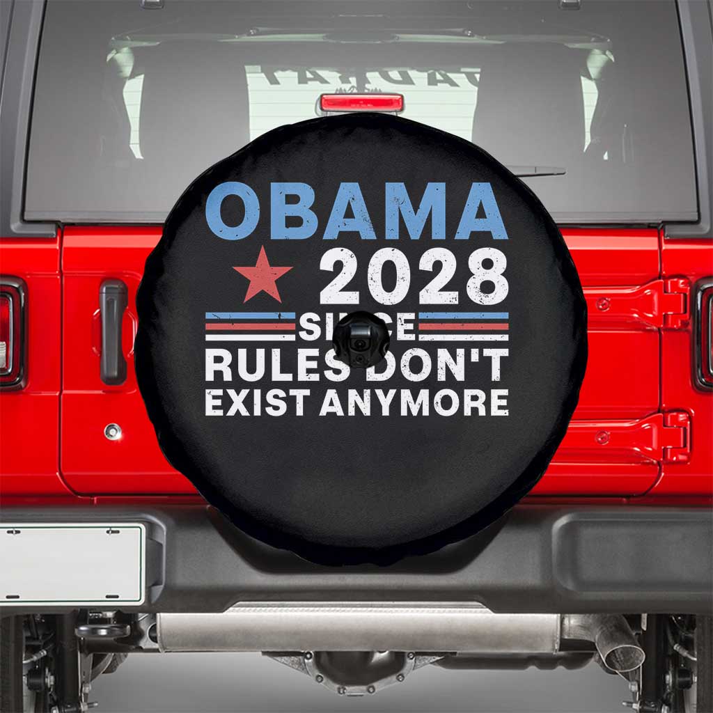 Obama 2028 Since Rules Dont Exist Anymore Spare Tire Cover Political Satire Red White and Blue