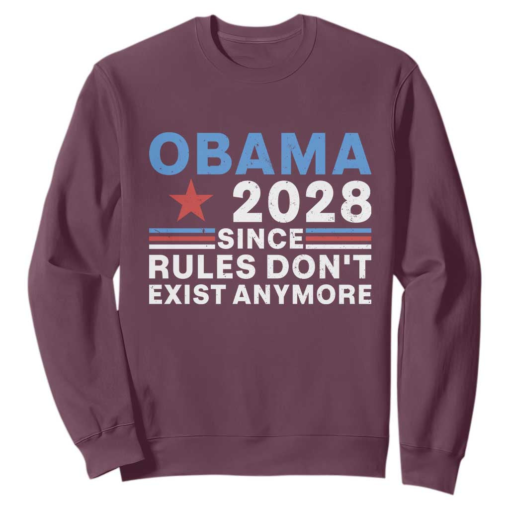 Obama 2028 Since Rules Dont Exist Anymore Sweatshirt Political Satire Red White and Blue