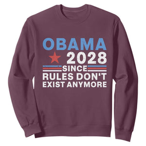 Obama 2028 Since Rules Dont Exist Anymore Sweatshirt Political Satire Red White and Blue