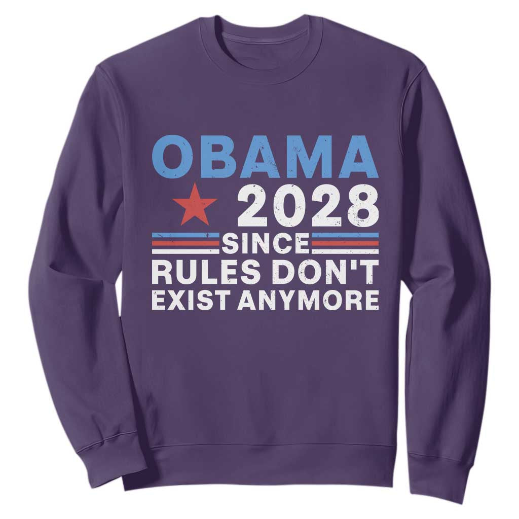 Obama 2028 Since Rules Dont Exist Anymore Sweatshirt Political Satire Red White and Blue