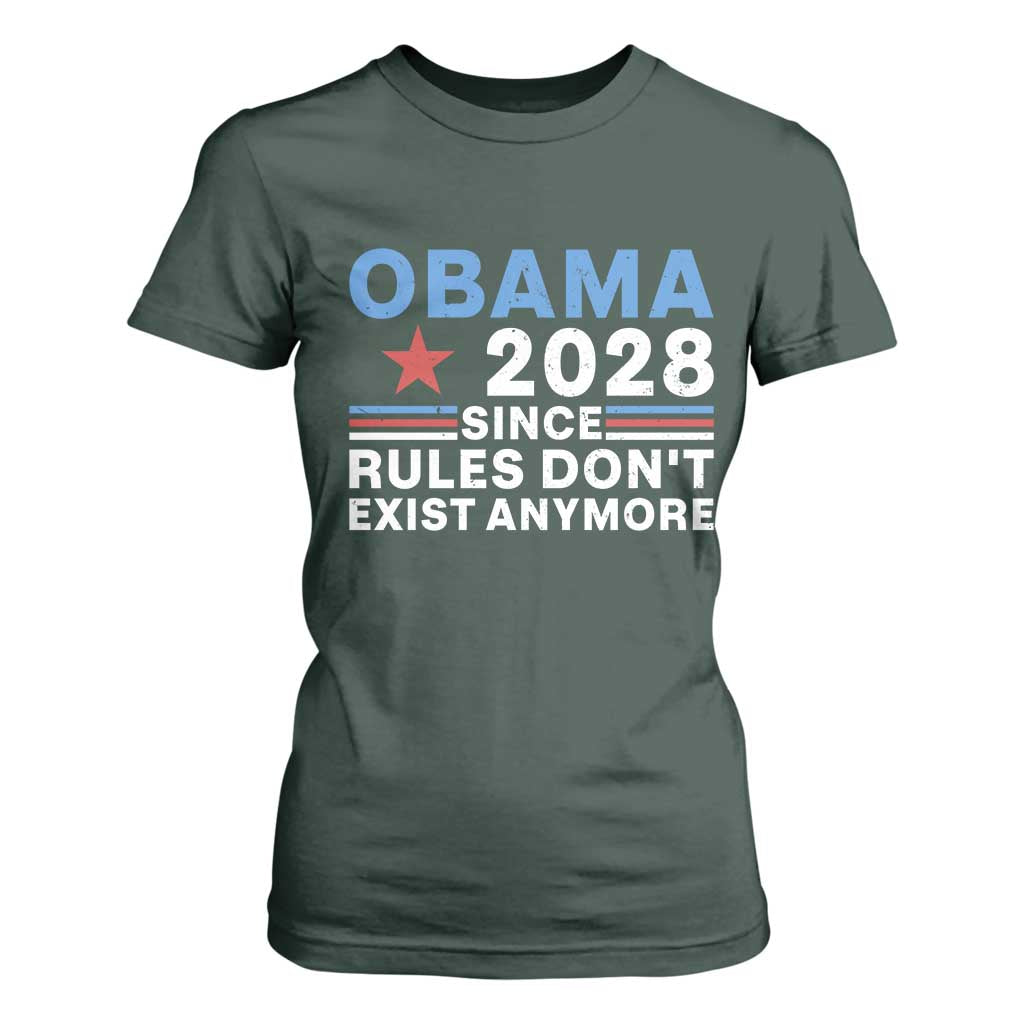 Obama 2028 Since Rules Dont Exist Anymore T Shirt For Women Political Satire Red White and Blue