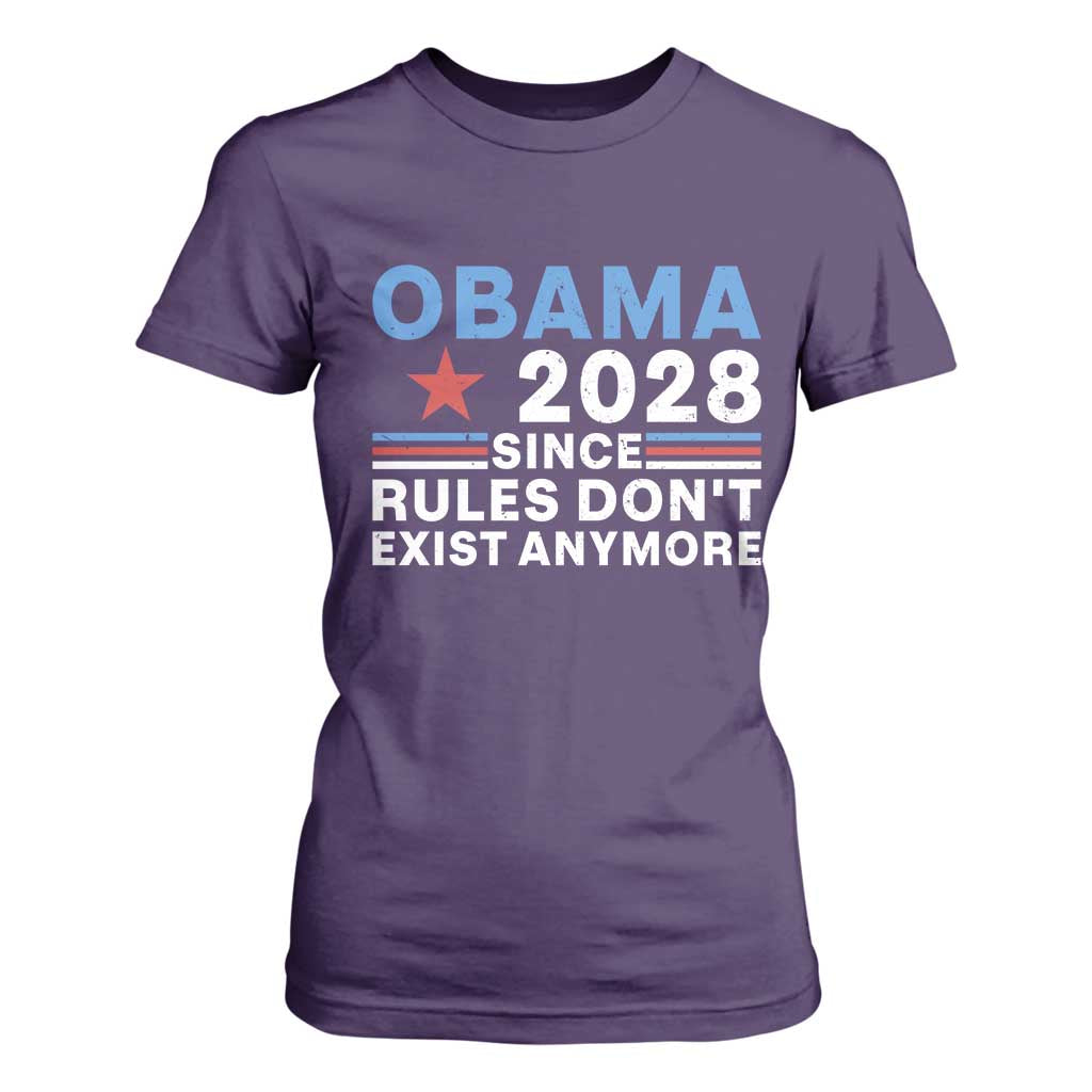 Obama 2028 Since Rules Dont Exist Anymore T Shirt For Women Political Satire Red White and Blue