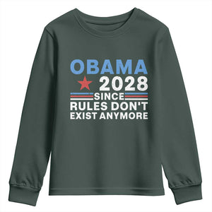 Obama 2028 Since Rules Dont Exist Anymore Youth Sweatshirt Political Satire Red White and Blue