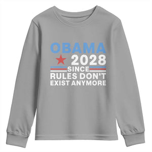 Obama 2028 Since Rules Dont Exist Anymore Youth Sweatshirt Political Satire Red White and Blue
