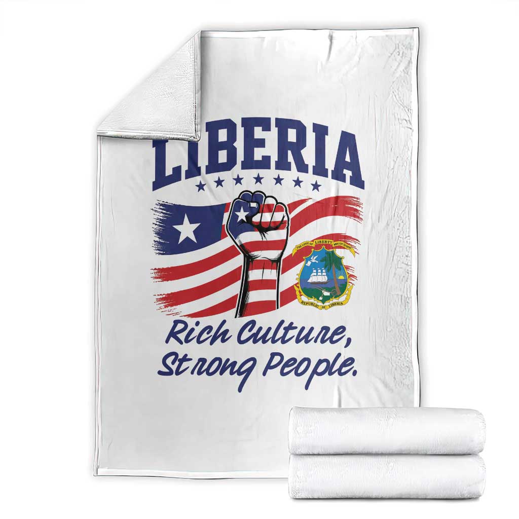 Liberia Rich Culture Strong People Patriotic Throw Blanket Liberian Flag Fist Coat Of Arms Heritage Pride TS02 White Print Your Wear