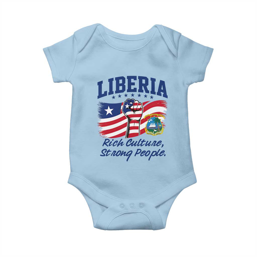 Liberia Rich Culture Strong People Patriotic Baby Onesie Liberian Flag Fist Coat Of Arms Heritage Pride