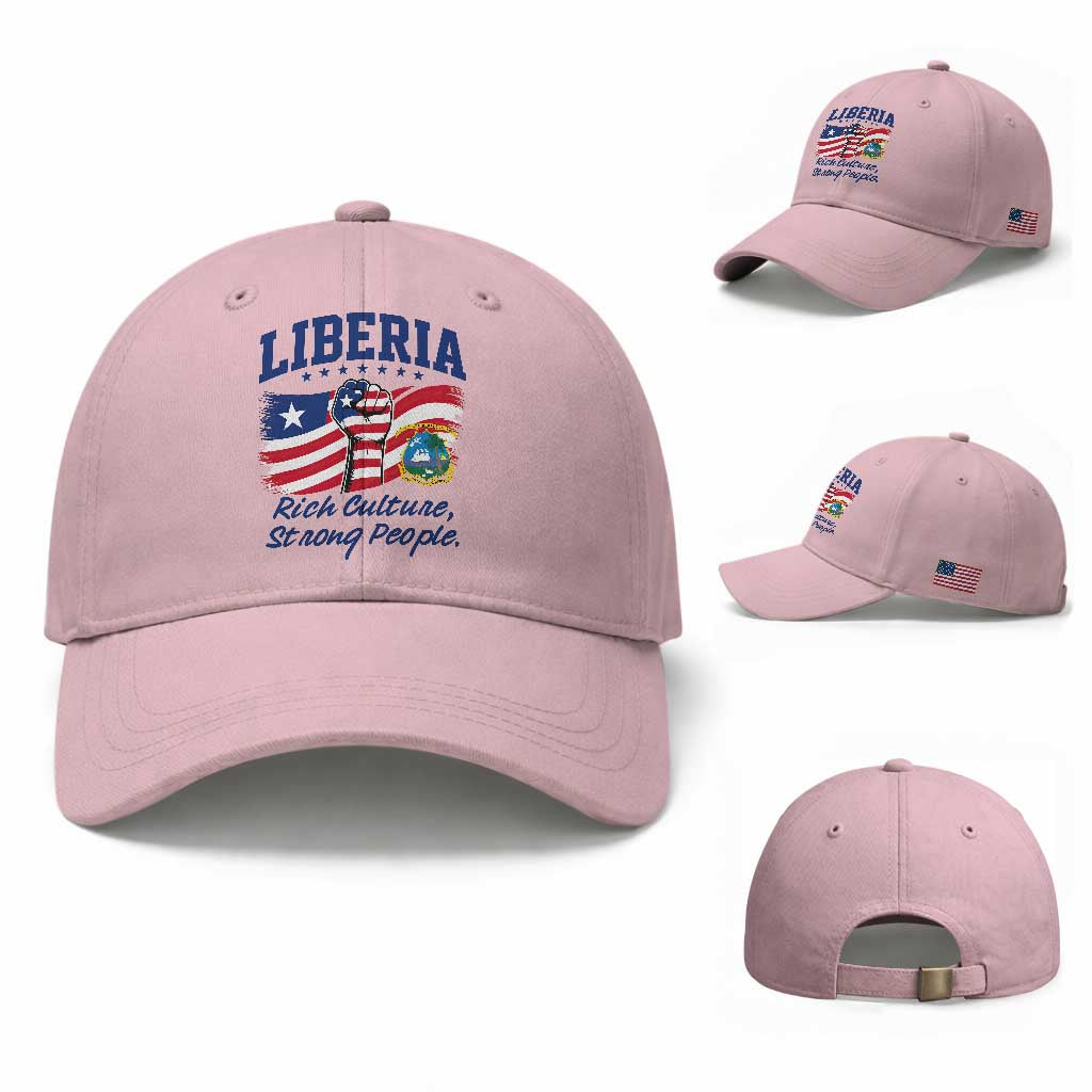 Liberia Rich Culture Strong People Patriotic Baseball Cap Liberian Flag Fist Coat Of Arms Heritage Pride