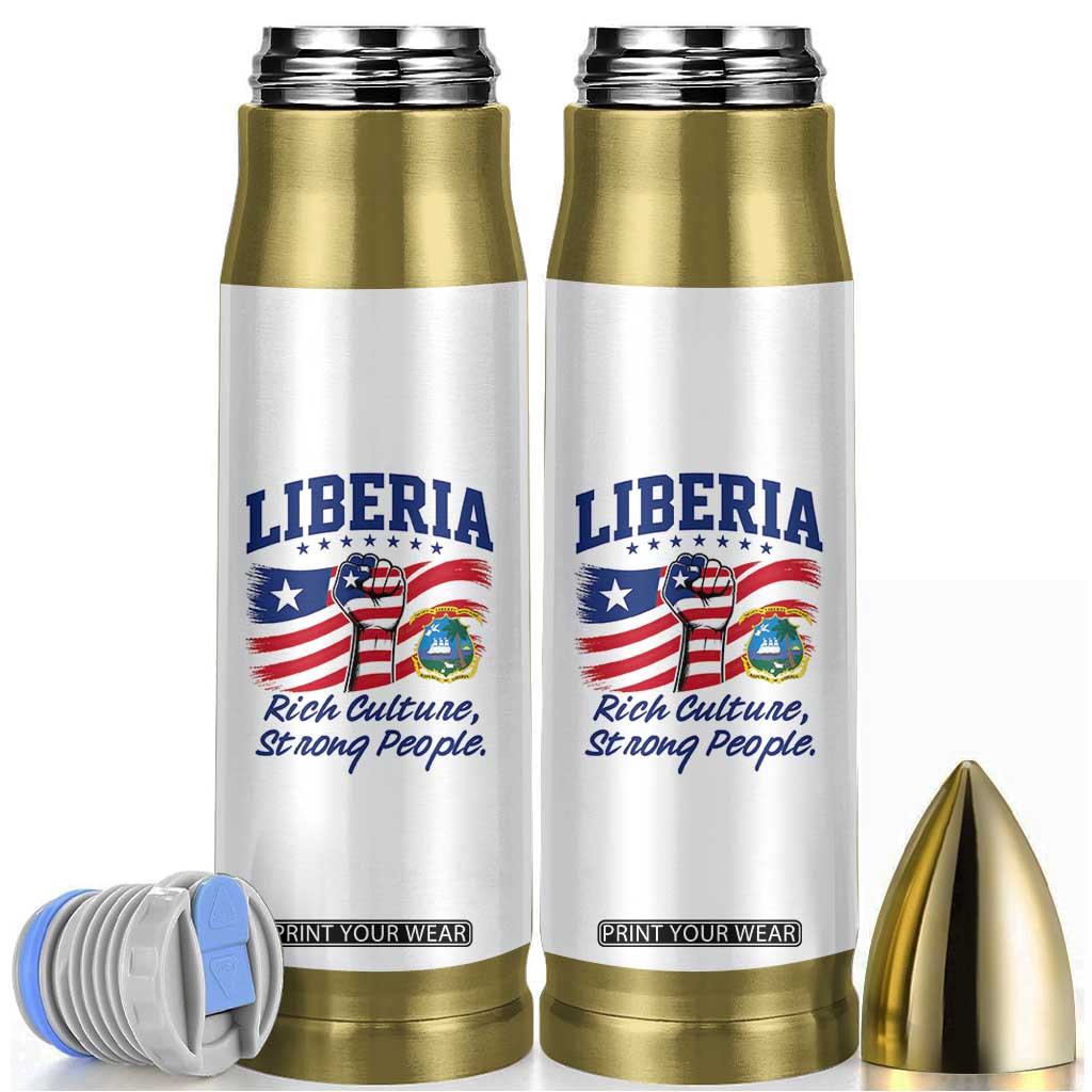 Liberia Rich Culture Strong People Patriotic Bullet Tumbler Liberian Flag Fist Coat Of Arms Heritage Pride TS02 White Print Your Wear