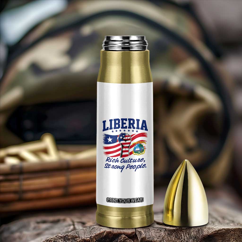 Liberia Rich Culture Strong People Patriotic Bullet Tumbler Liberian Flag Fist Coat Of Arms Heritage Pride