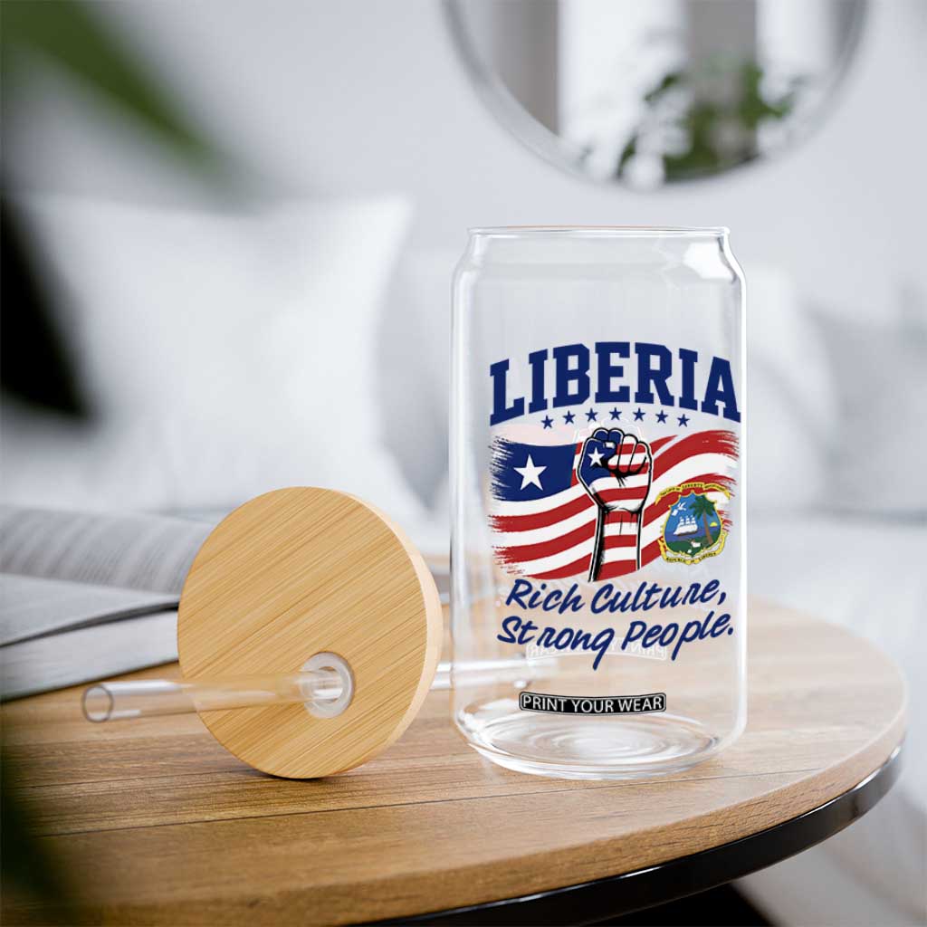 Liberia Rich Culture Strong People Patriotic Glass Can Liberian Flag Fist Coat Of Arms Heritage Pride