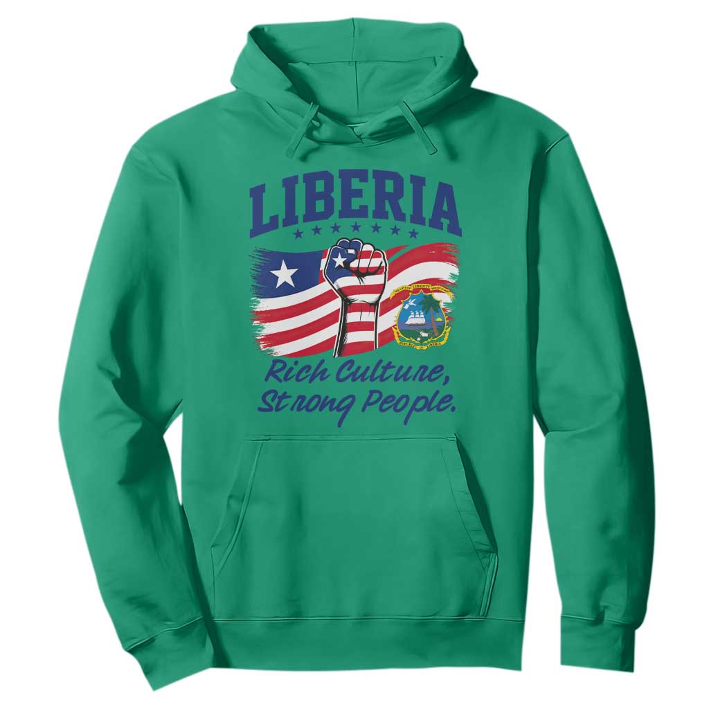 Liberia Rich Culture Strong People Patriotic Hoodie Liberian Flag Fist Coat Of Arms Heritage Pride