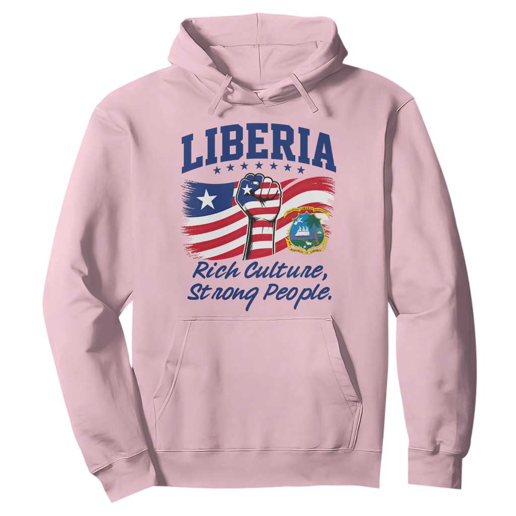 Liberia Rich Culture Strong People Patriotic Hoodie Liberian Flag Fist Coat Of Arms Heritage Pride