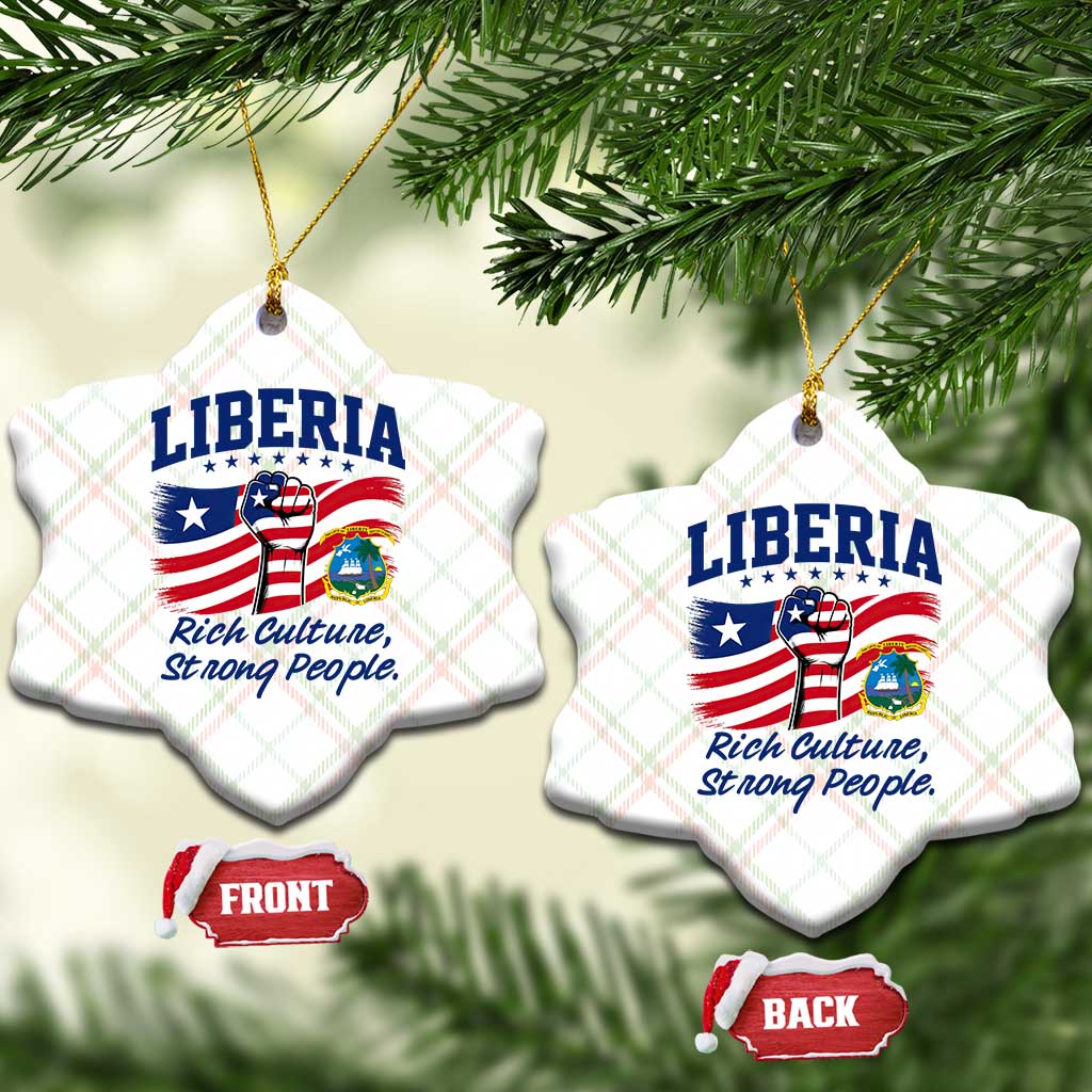 Liberia Rich Culture Strong People Patriotic Ceramic Ornament Liberian Flag Fist Coat Of Arms Heritage Pride