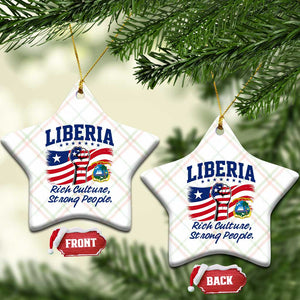Liberia Rich Culture Strong People Patriotic Ceramic Ornament Liberian Flag Fist Coat Of Arms Heritage Pride
