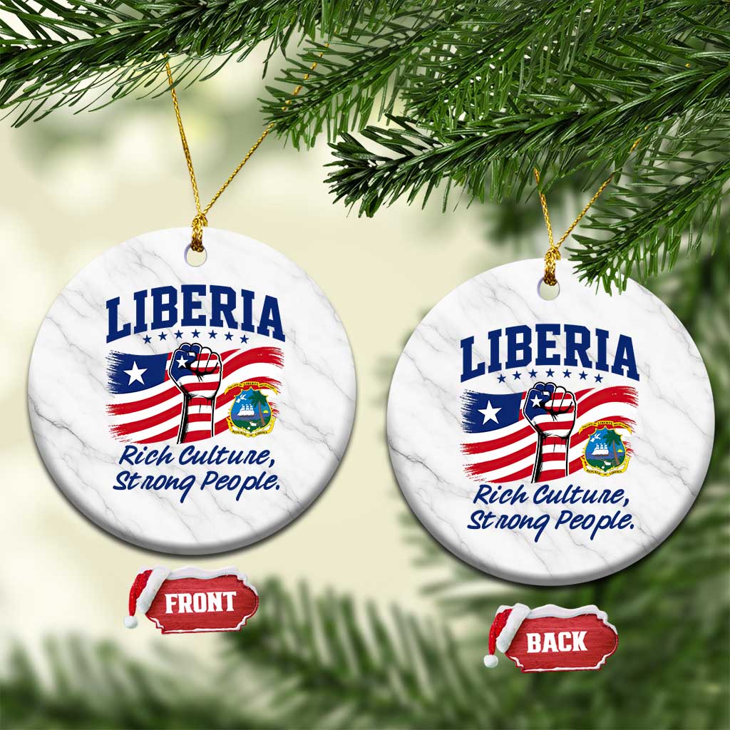 Liberia Rich Culture Strong People Patriotic Ceramic Ornament Liberian Flag Fist Coat Of Arms Heritage Pride TS02 1pc White Marble Print Your Wear