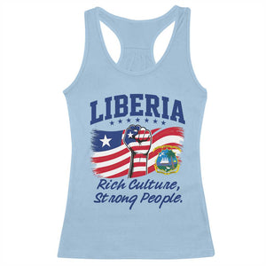 Liberia Rich Culture Strong People Patriotic Racerback Tank Top Liberian Flag Fist Coat Of Arms Heritage Pride