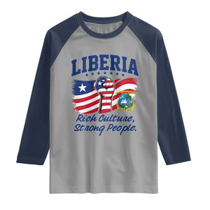 Liberia Rich Culture Strong People Patriotic Raglan Shirt Liberian Flag Fist Coat Of Arms Heritage Pride