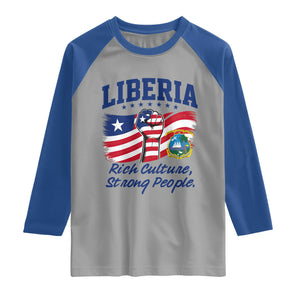 Liberia Rich Culture Strong People Patriotic Raglan Shirt Liberian Flag Fist Coat Of Arms Heritage Pride