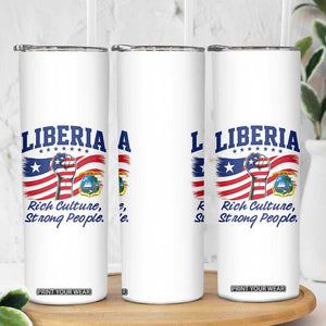 Liberia Rich Culture Strong People Patriotic Skinny Tumbler Liberian Flag Fist Coat Of Arms Heritage Pride