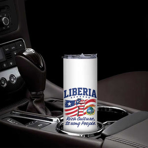 Liberia Rich Culture Strong People Patriotic Skinny Tumbler Liberian Flag Fist Coat Of Arms Heritage Pride
