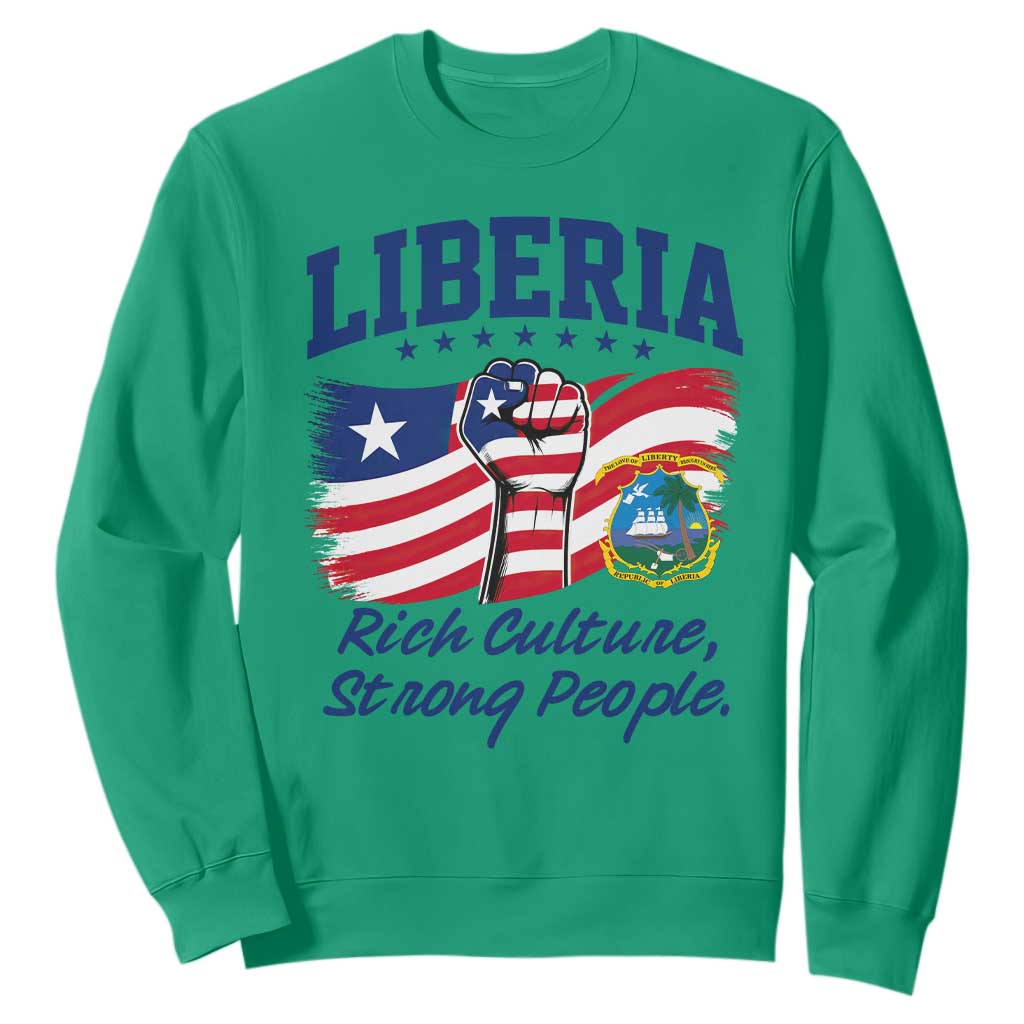 Liberia Rich Culture Strong People Patriotic Sweatshirt Liberian Flag Fist Coat Of Arms Heritage Pride