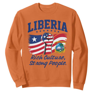 Liberia Rich Culture Strong People Patriotic Sweatshirt Liberian Flag Fist Coat Of Arms Heritage Pride