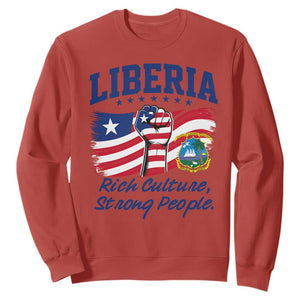 Liberia Rich Culture Strong People Patriotic Sweatshirt Liberian Flag Fist Coat Of Arms Heritage Pride