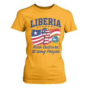 Liberia Rich Culture Strong People Patriotic T Shirt For Women Liberian Flag Fist Coat Of Arms Heritage Pride