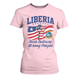 Liberia Rich Culture Strong People Patriotic T Shirt For Women Liberian Flag Fist Coat Of Arms Heritage Pride