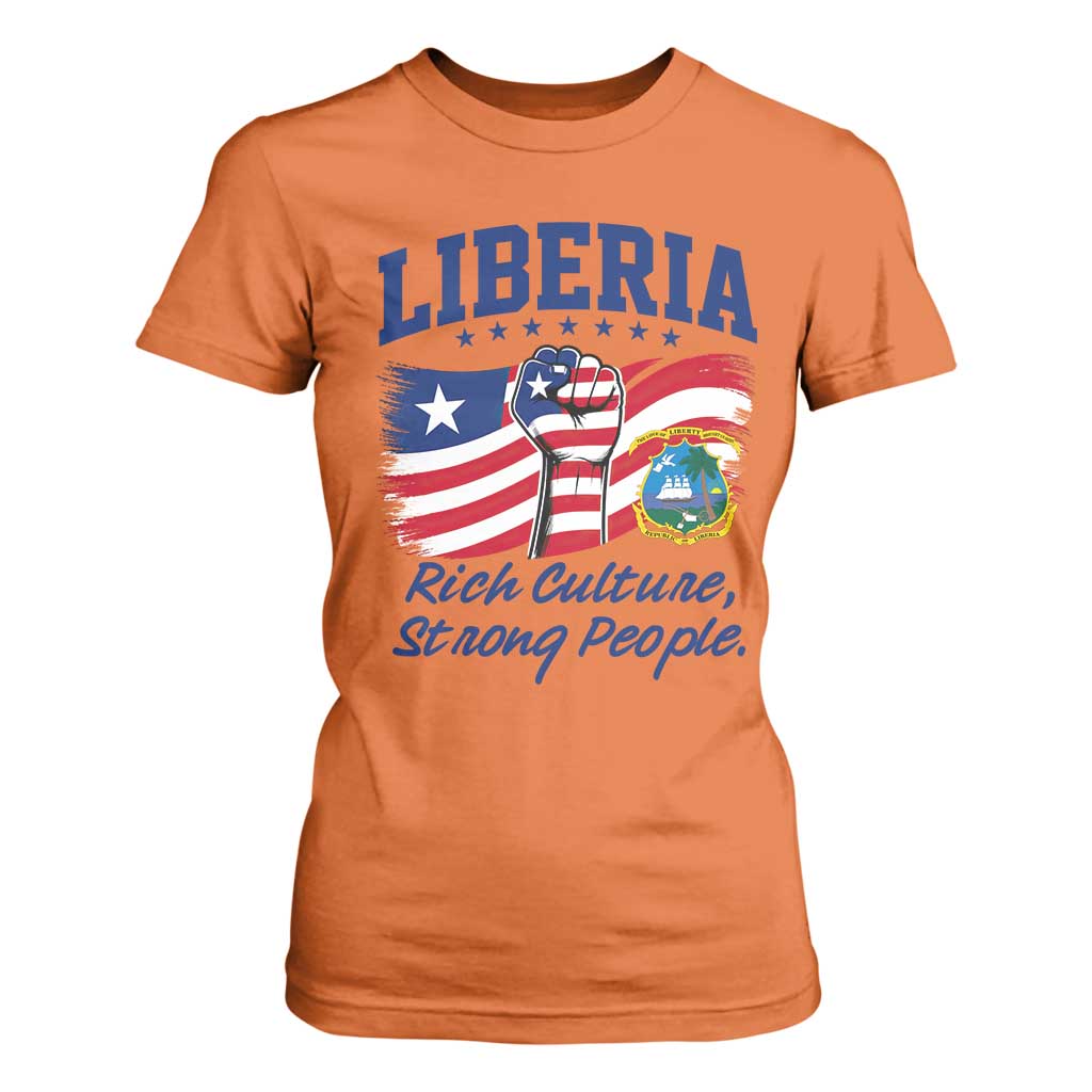 Liberia Rich Culture Strong People Patriotic T Shirt For Women Liberian Flag Fist Coat Of Arms Heritage Pride