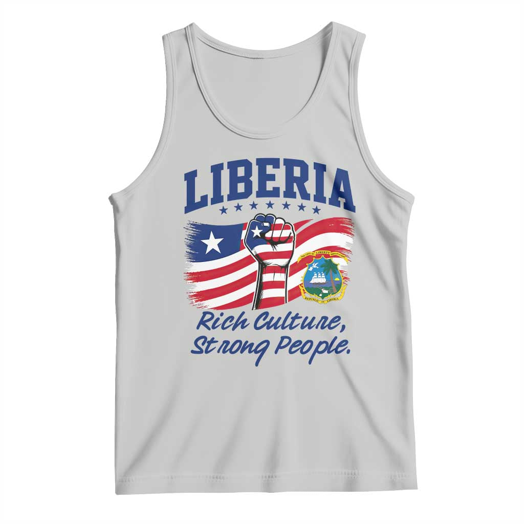 Liberia Rich Culture Strong People Patriotic Tank Top Liberian Flag Fist Coat Of Arms Heritage Pride