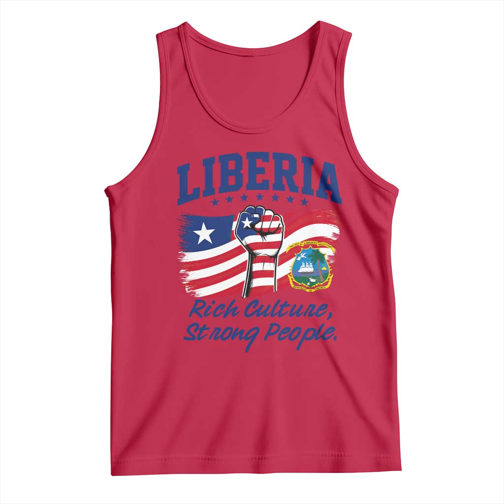 Liberia Rich Culture Strong People Patriotic Tank Top Liberian Flag Fist Coat Of Arms Heritage Pride