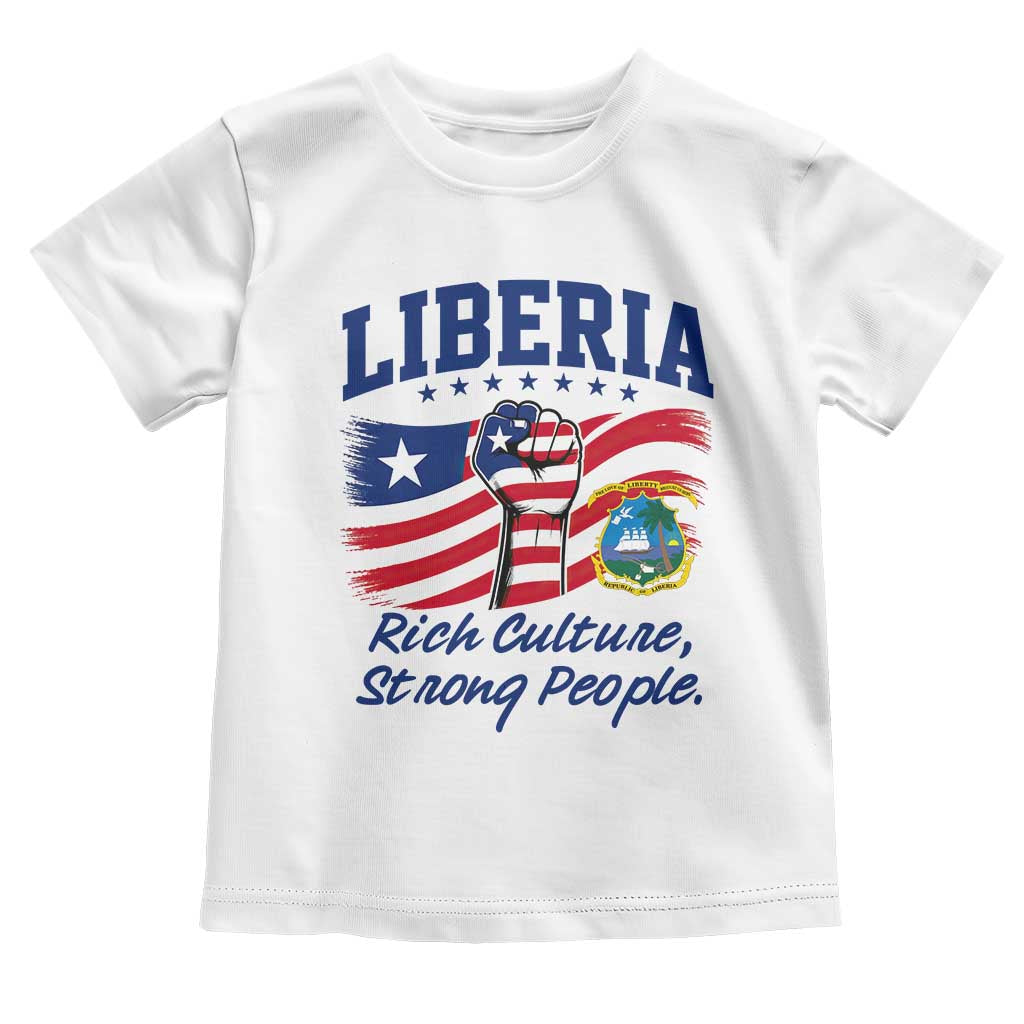 Liberia Rich Culture Strong People Patriotic Toddler T Shirt Liberian Flag Fist Coat Of Arms Heritage Pride TS02 White Print Your Wear