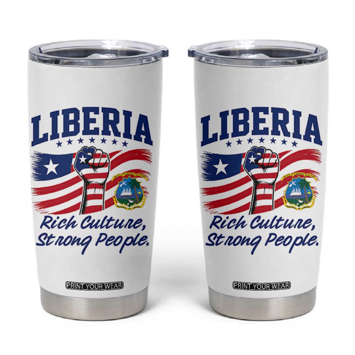 Liberia Rich Culture Strong People Patriotic Tumbler Cup Liberian Flag Fist Coat Of Arms Heritage Pride