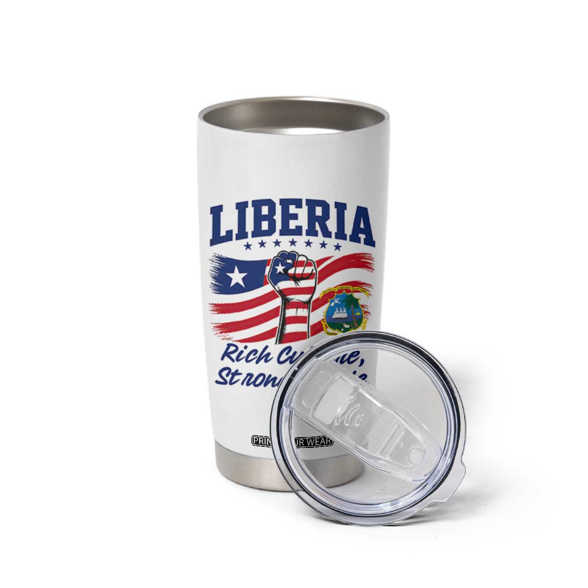 Liberia Rich Culture Strong People Patriotic Tumbler Cup Liberian Flag Fist Coat Of Arms Heritage Pride