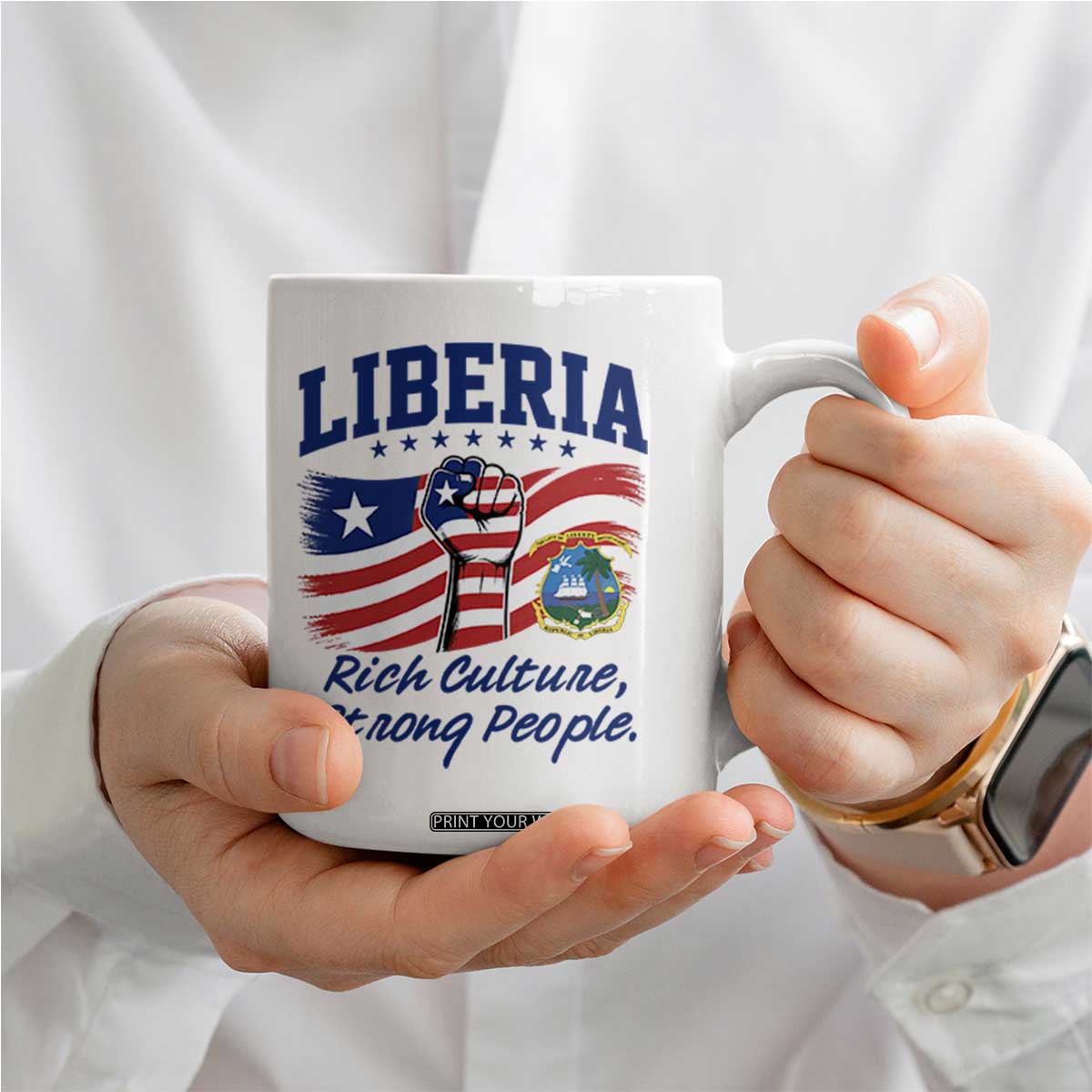 Liberia Rich Culture Strong People Patriotic Coffee Mug Liberian Flag Fist Coat Of Arms Heritage Pride