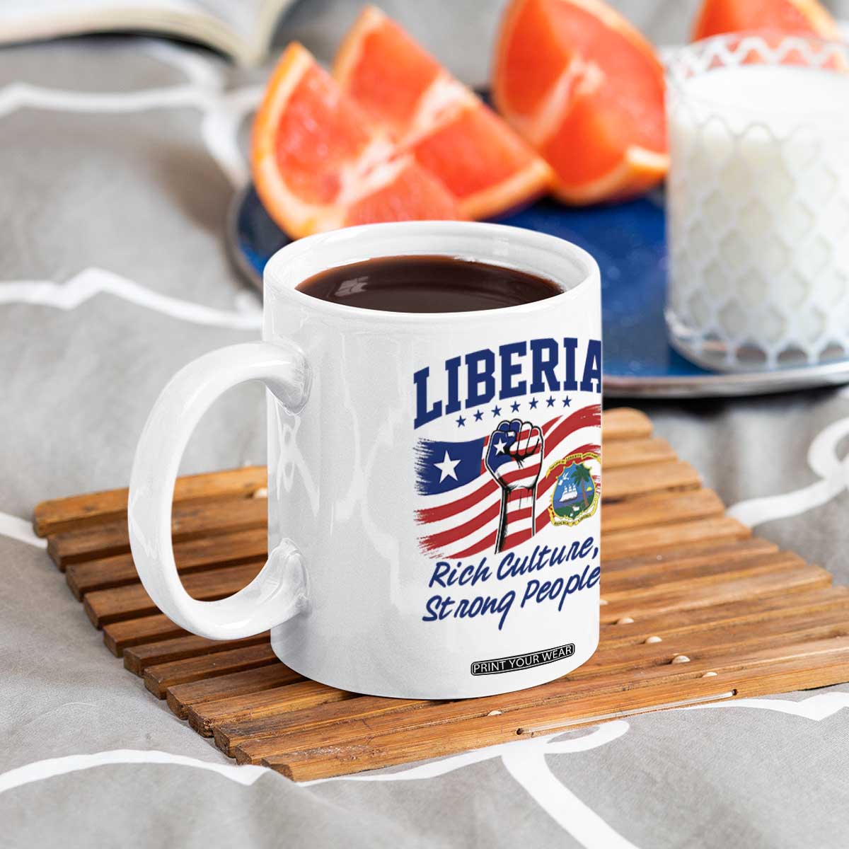 Liberia Rich Culture Strong People Patriotic Coffee Mug Liberian Flag Fist Coat Of Arms Heritage Pride
