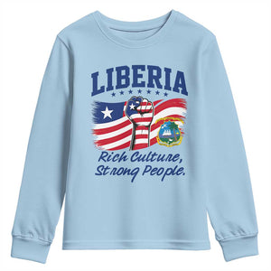 Liberia Rich Culture Strong People Patriotic Youth Sweatshirt Liberian Flag Fist Coat Of Arms Heritage Pride