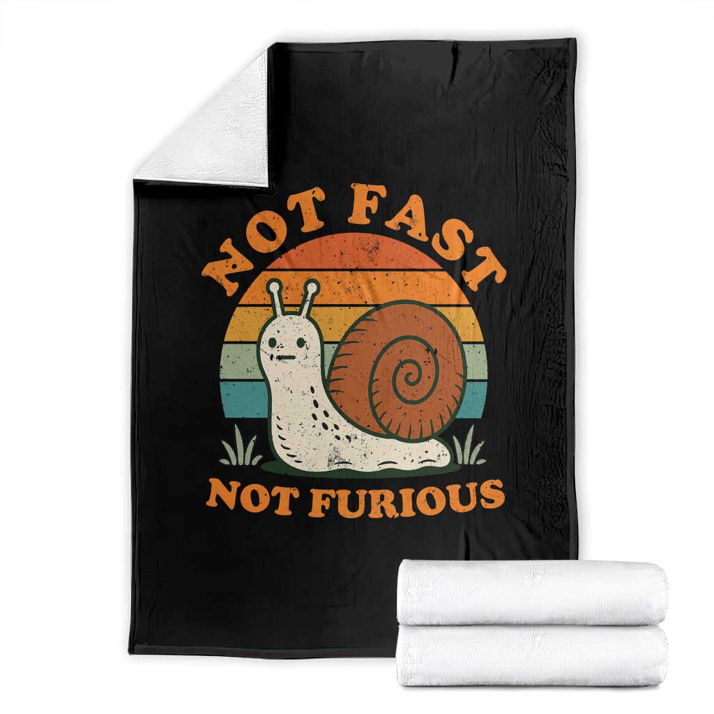Funny Snail Introvert Slow Living Throw Blanket Not Fast Not Furious Retro Sunset TS02 Black Print Your Wear