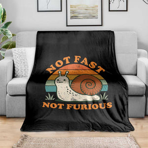 Funny Snail Introvert Slow Living Throw Blanket Not Fast Not Furious Retro Sunset
