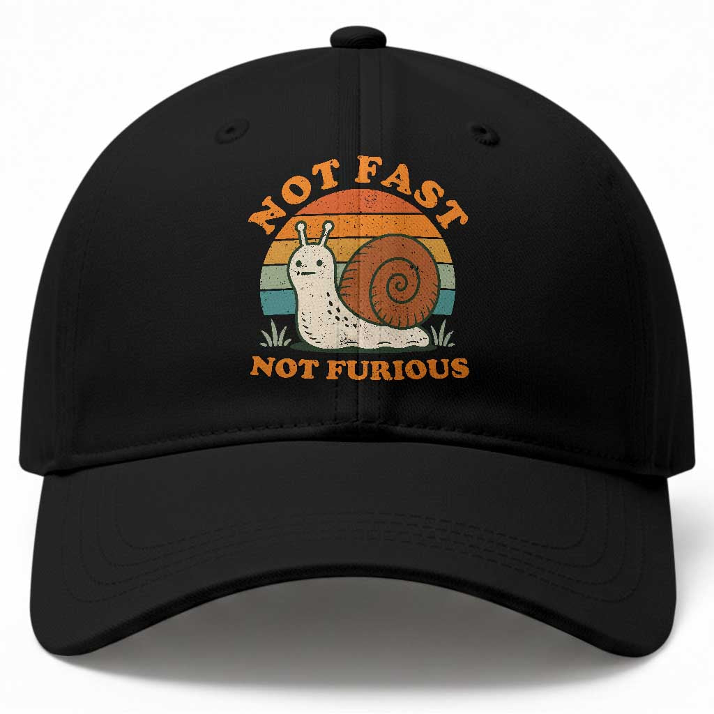 Funny Snail Introvert Slow Living Baseball Cap Not Fast Not Furious Retro Sunset TS02 Print Your Wear