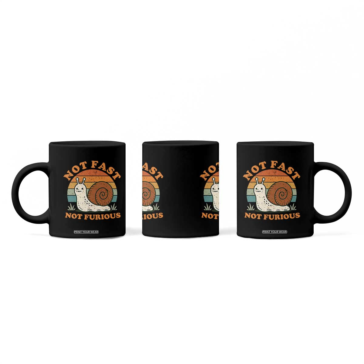 Funny Snail Introvert Slow Living Coffee Mug Not Fast Not Furious Retro Sunset