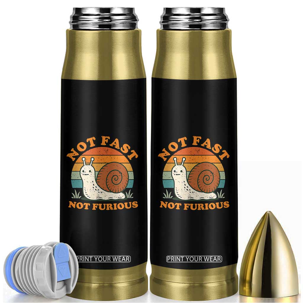 Funny Snail Introvert Slow Living Bullet Tumbler Not Fast Not Furious Retro Sunset TS02 Black Print Your Wear