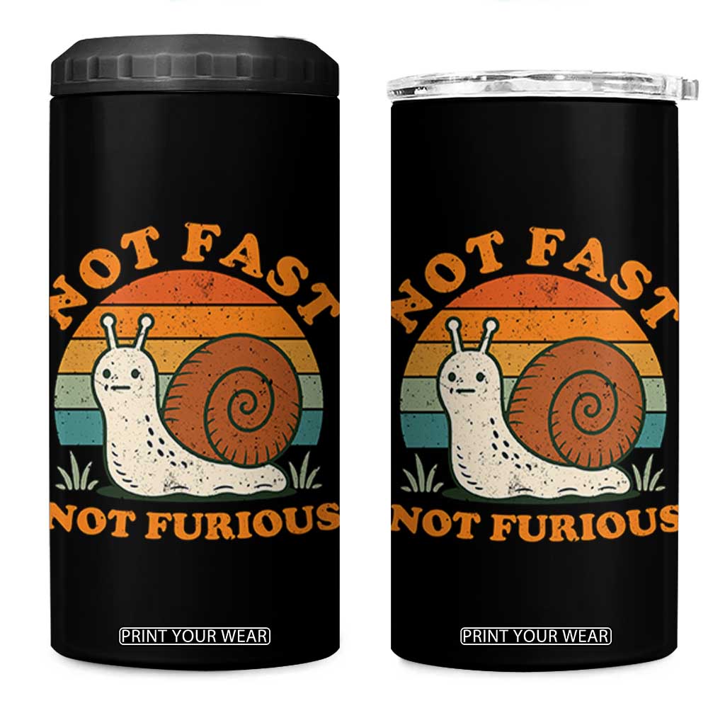 Funny Snail Introvert Slow Living 4 in 1 Can Cooler Tumbler Not Fast Not Furious Retro Sunset TS02 One Size: 16 oz Black Print Your Wear