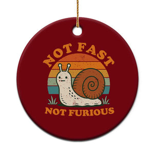 Funny Snail Introvert Slow Living Ceramic Ornament Not Fast Not Furious Retro Sunset